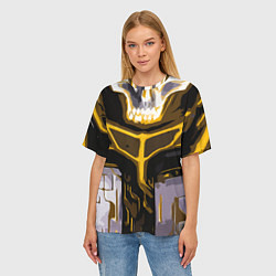 Футболка оверсайз женская Yellow stripes on a black and white background, цвет: 3D-принт — фото 2