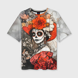 Футболка оверсайз женская Катрина в красном, цвет: 3D-принт