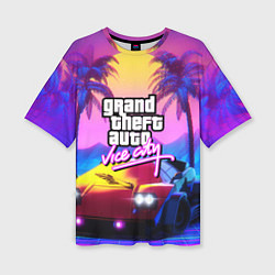 Женская футболка оверсайз Vice city retro wave Lambo