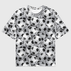 Женская футболка оверсайз Футбольные мячи паттерн