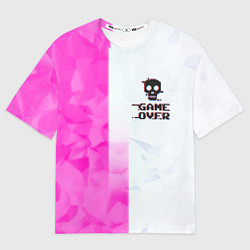 Женская футболка оверсайз Game over pink abstraction