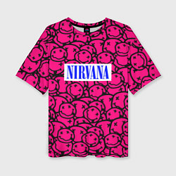 Женская футболка оверсайз Nirvana pink logo