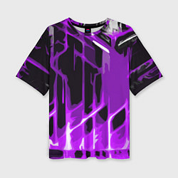 Футболка оверсайз женская Abstract purple stripes on a black background, цвет: 3D-принт