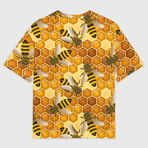 Женская футболка оверсайз Пчелиный цветной паттерн / 3D-принт – фото 2