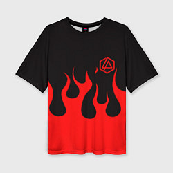 Женская футболка оверсайз Linkin park logo fire