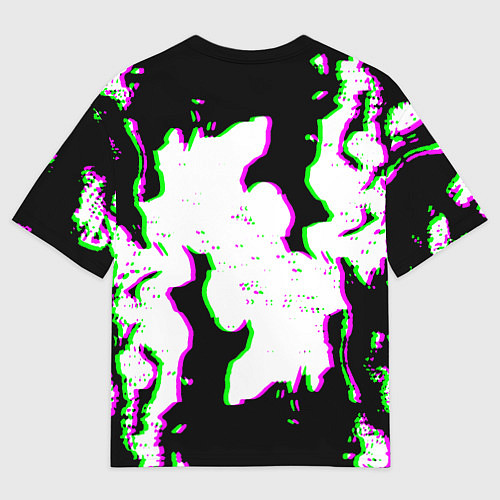 Женская футболка оверсайз Geometry dash glitch flame / 3D-принт – фото 2