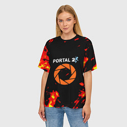 Футболка оверсайз женская Portal огненная лава, цвет: 3D-принт — фото 2