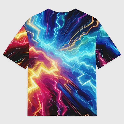 Женская футболка оверсайз Разряд неоновых молний - нейроарт / 3D-принт – фото 2