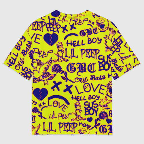 Женская футболка оверсайз Lil peep rap pattern / 3D-принт – фото 2