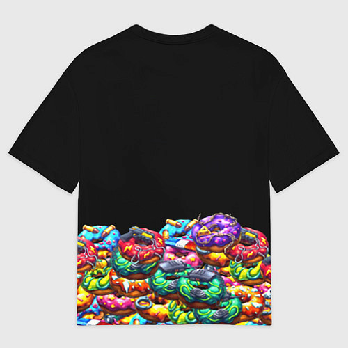 Женская футболка оверсайз Xbox пончики / 3D-принт – фото 2