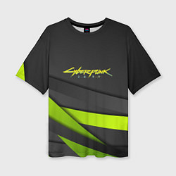 Женская футболка оверсайз Cyberpunk 2077 stripes line