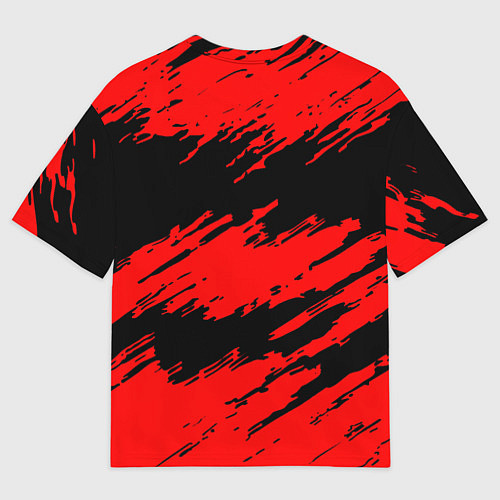 Женская футболка оверсайз BMW красные краски текстура / 3D-принт – фото 2