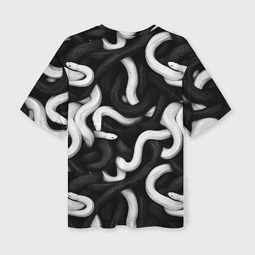 Женская футболка оверсайз Черные и белые змеи / 3D-принт – фото 2
