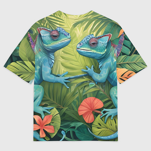 Женская футболка оверсайз Влюбленные ящерицы / 3D-принт – фото 2