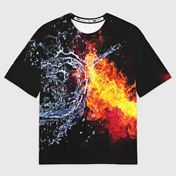 Футболка оверсайз женская Столкновения огня и воды, цвет: 3D-принт