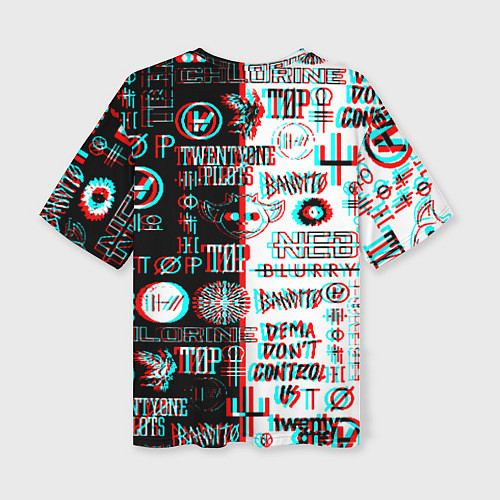 Женская футболка оверсайз Twenty one pilots glitch pattern / 3D-принт – фото 2