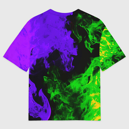 Женская футболка оверсайз Dead by daylight neon flame / 3D-принт – фото 2