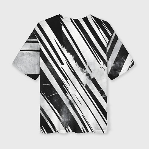 Женская футболка оверсайз Платиновые и черные полосы / 3D-принт – фото 2