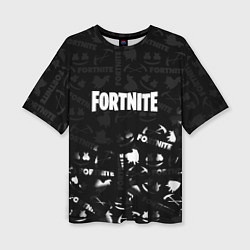 Футболка оверсайз женская Fortnite pattern black, цвет: 3D-принт