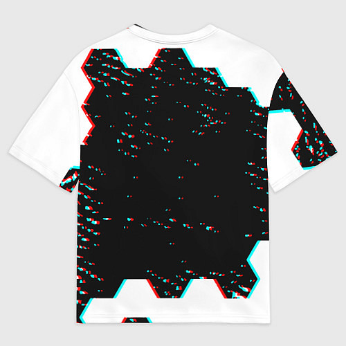 Женская футболка оверсайз Doom hexagon glitch color / 3D-принт – фото 2