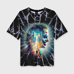 Женская футболка оверсайз Джокер в мегаполисе - осколки