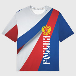 Женская футболка оверсайз Цвета флага России и герб
