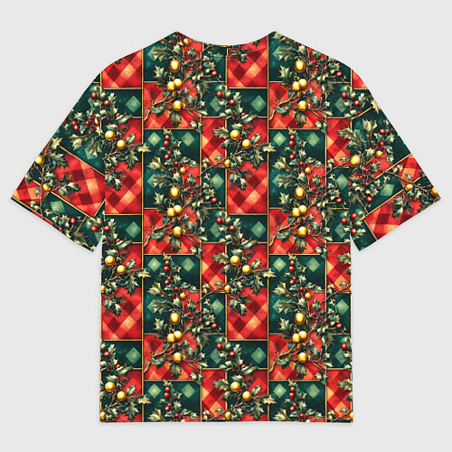 Женская футболка оверсайз Остролистный падуб и золотые шары / 3D-принт – фото 2