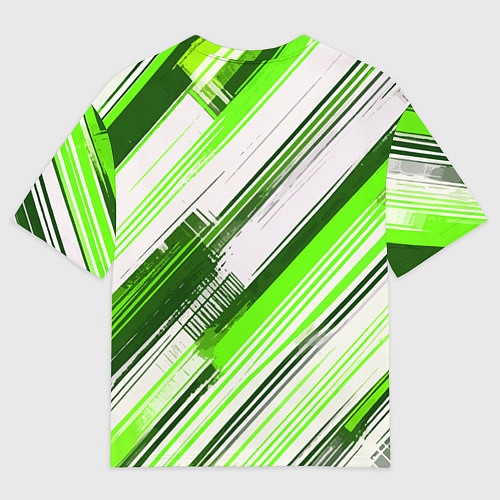 Женская футболка оверсайз Зелёные диагональные полосы на белом фоне / 3D-принт – фото 2