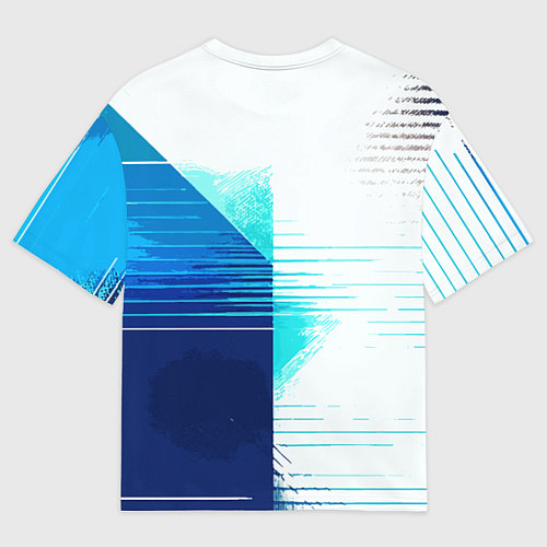 Женская футболка оверсайз Горизонтальные полосы на сине-белом фоне / 3D-принт – фото 2