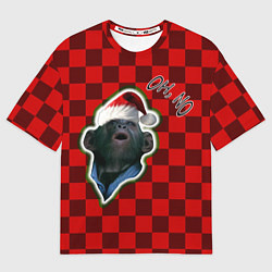Футболка оверсайз женская Новогодняя oh, no обезьяна, цвет: 3D-принт