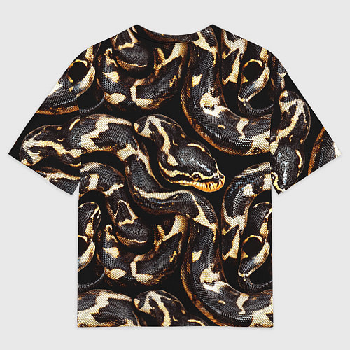 Женская футболка оверсайз Змея черно-белая / 3D-принт – фото 2