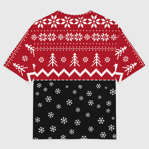 Женская футболка оверсайз Дэдпул новогодний узор / 3D-принт – фото 2