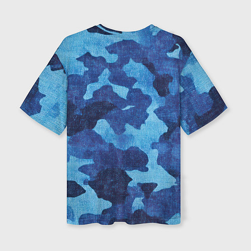 Женская футболка оверсайз Синий камуфляж / 3D-принт – фото 2