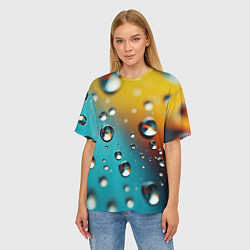 Футболка оверсайз женская Крупные капли на цветном фоне, цвет: 3D-принт — фото 2