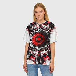 Футболка оверсайз женская Красная сюрреалистичная абстракция, цвет: 3D-принт — фото 2