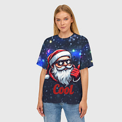 Футболка оверсайз женская Cool Santa in glasses, цвет: 3D-принт — фото 2