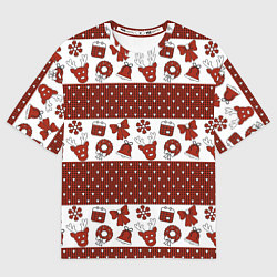 Футболка оверсайз женская Новогодний паттерн, цвет: 3D-принт