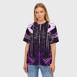 Футболка оверсайз женская Purple lines on a black background, цвет: 3D-принт — фото 2