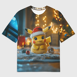 Футболка оверсайз женская Пикачу и Рождество, цвет: 3D-принт