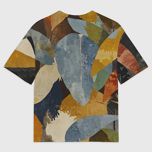 Женская футболка оверсайз Акварельные листья абстракция / 3D-принт – фото 2