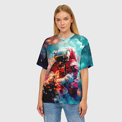Футболка оверсайз женская Космонавт с ёлкой в космосе, цвет: 3D-принт — фото 2