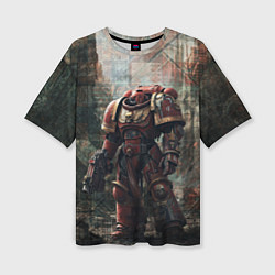 Футболка оверсайз женская Космодесантник с болтером, цвет: 3D-принт