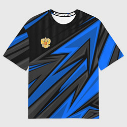 Футболка оверсайз женская Российский герб - Синий спорт, цвет: 3D-принт
