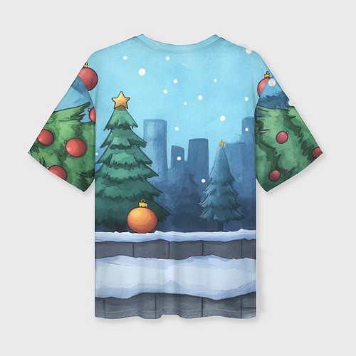 Женская футболка оверсайз Елки и елочные игрушки / 3D-принт – фото 2