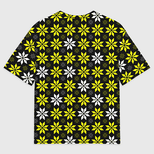 Женская футболка оверсайз Жёлто-белые звёзды на чёрном фоне / 3D-принт – фото 2
