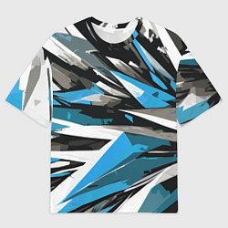 Футболка оверсайз женская Чёрно-сине-белая абстракция, цвет: 3D-принт
