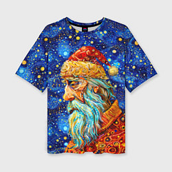 Женская футболка оверсайз Santa Claus: pop-art-brut-nouveau pointillism