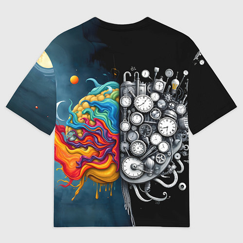 Женская футболка оверсайз Креативный мозг / 3D-принт – фото 2