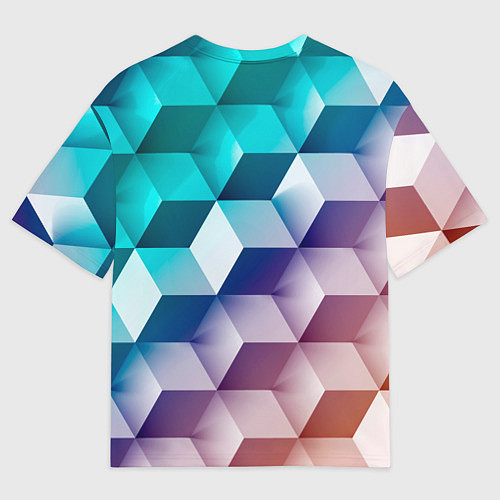 Женская футболка оверсайз Объёмные разноцветные градиентные кубы / 3D-принт – фото 2