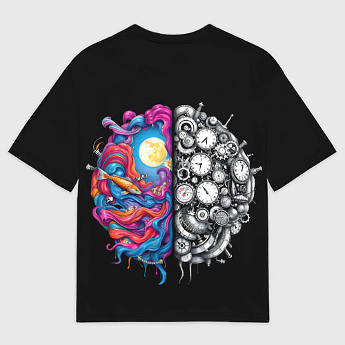 Женская футболка оверсайз Правое и левое полушарие / 3D-принт – фото 2